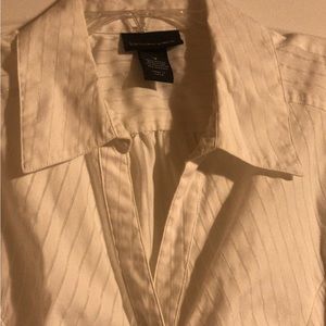 Dressy white button down bling buttons fitted